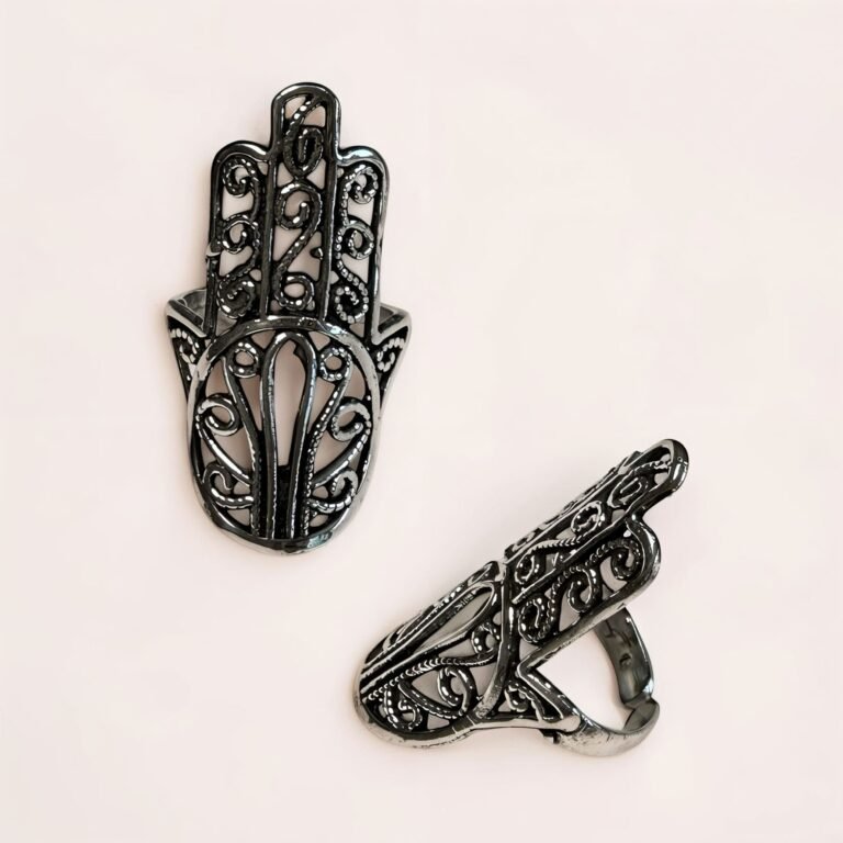 Anillo Mano de Fátima Plateado / Protección, Sabiduría y Fuerza Interior
