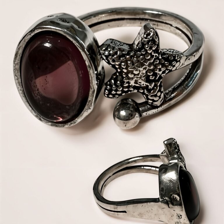 Anillo Estrella de Mar con Piedra Vino / Misterio y Conexión Interior